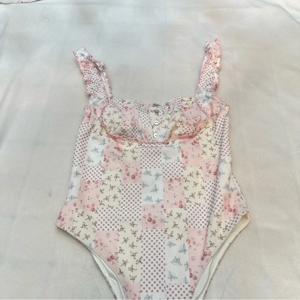 New! Frankie's Bikinis x Sydney Sweeney Verona Patchwork One Piece 51532